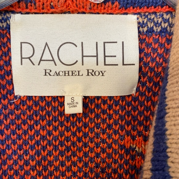 Rachel Roy Cardigan multi  Aztec  Southwestern  long Boho small open front - Picture 3 of 5